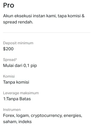 Informasi tentang akun Pro di Exness Indonesia